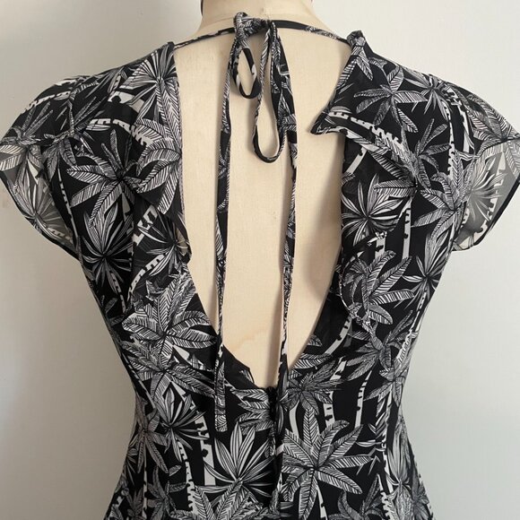Black & White Palm Print High-Low Dress - Picture 2 of 14